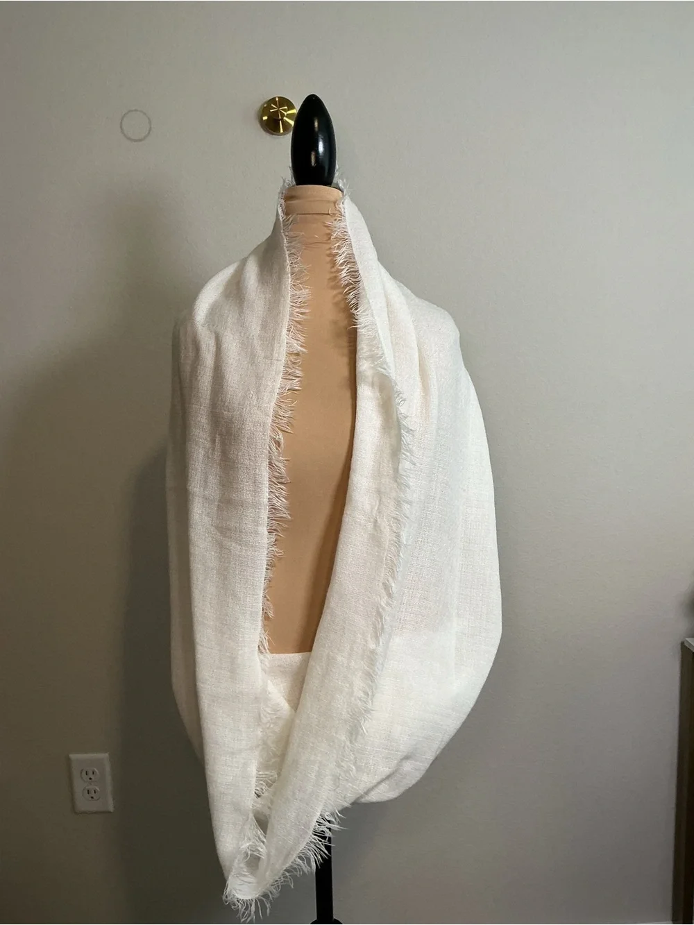 Cream Fringed Infinity Scarf - Home Accents